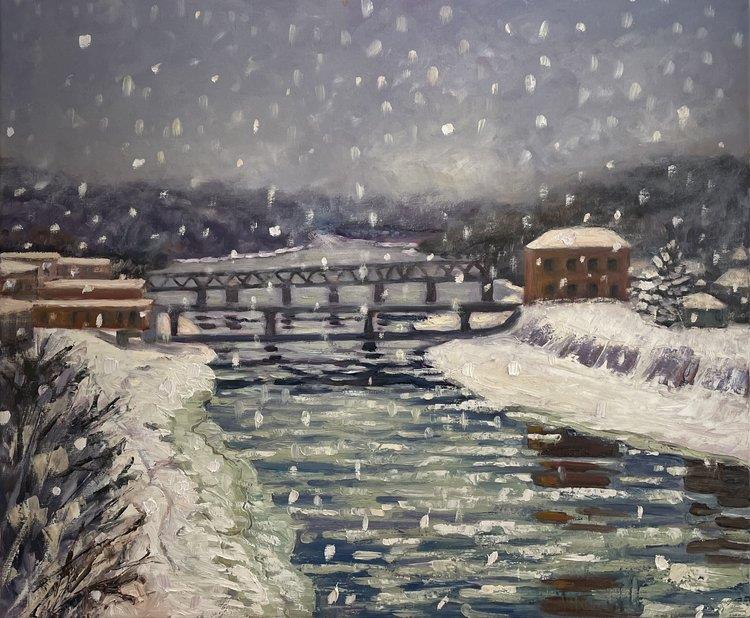 Snowstorm on the Kennebec by Cassie Sano